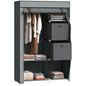 HOMCOM Fabric Portable Wardrobe with 2 Fabric Drawers, Hanging Rail, Grey