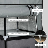 HOMCOM Fabric Portable Wardrobe with 2 Fabric Drawers, Hanging Rail, Grey