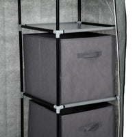 HOMCOM Fabric Portable Wardrobe with 2 Fabric Drawers, Hanging Rail, Grey