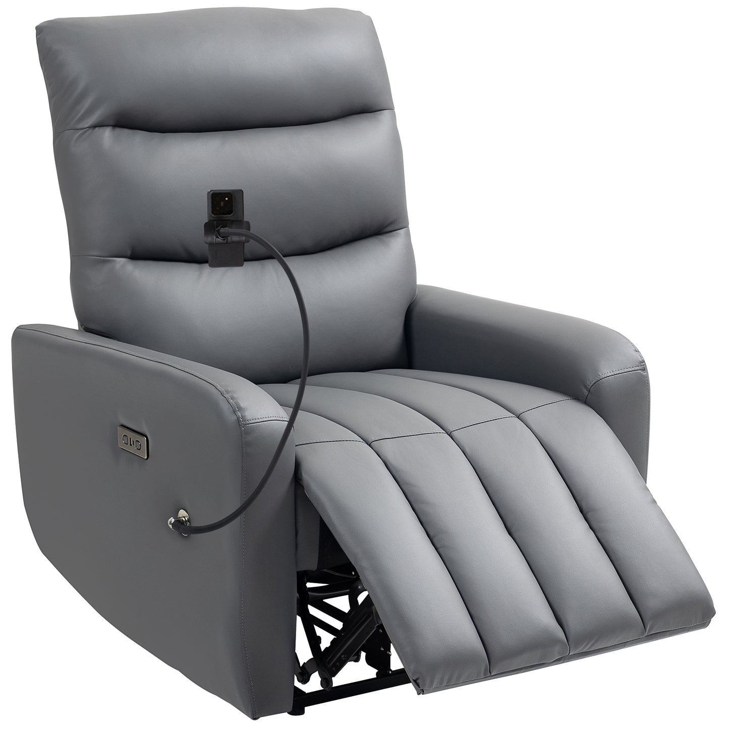 HOMCOM Electric Recliner Chair with Phone Holder, USB Charge Port, Grey