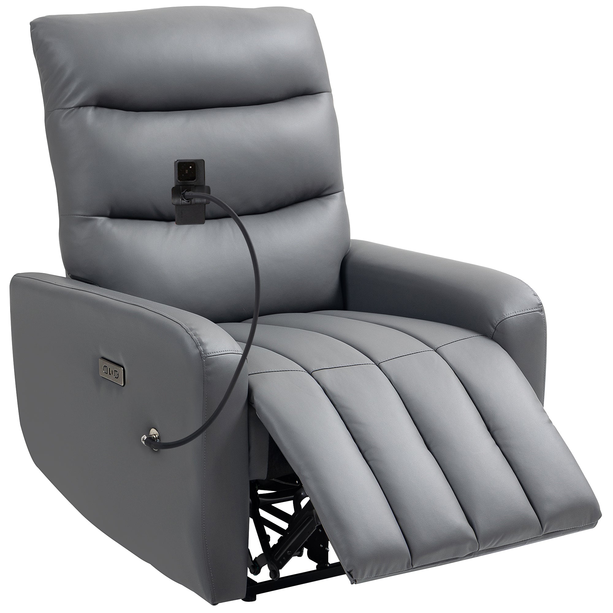 HOMCOM Electric Recliner Chair with Phone Holder, USB Charge Port, Grey