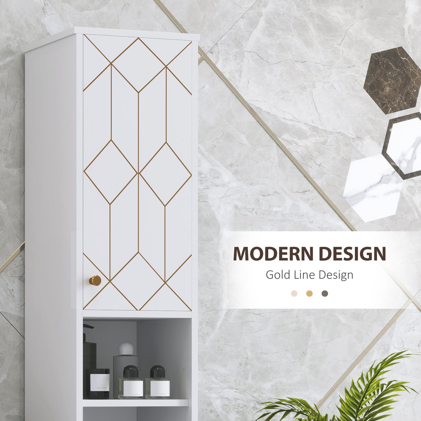 HOMCOM Slim Bathroom Storage Unit, Bathroom Cabinet with Doors, White