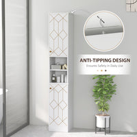 HOMCOM Slim Bathroom Storage Unit, Bathroom Cabinet with Doors, White