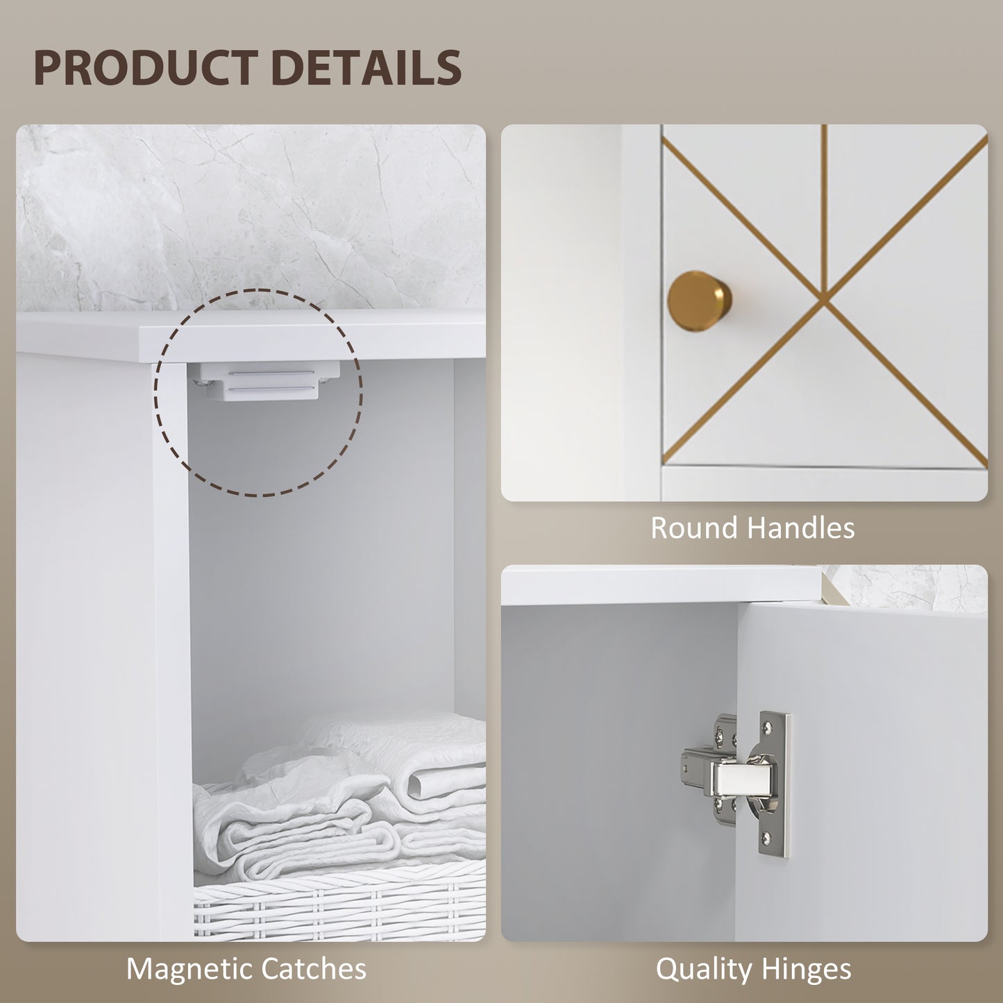 HOMCOM Slim Bathroom Storage Unit, Bathroom Cabinet with Doors, White
