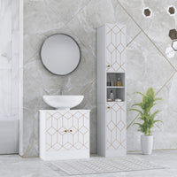 HOMCOM Slim Bathroom Storage Unit, Bathroom Cabinet with Doors, White