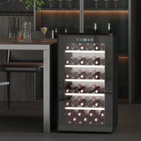 HOMCOM 41-Bottle Freestanding Wine Cooler Fridge with UV-Glass Door, Black