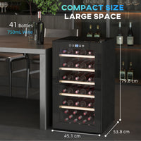 HOMCOM 41-Bottle Freestanding Wine Cooler Fridge with UV-Glass Door, Black