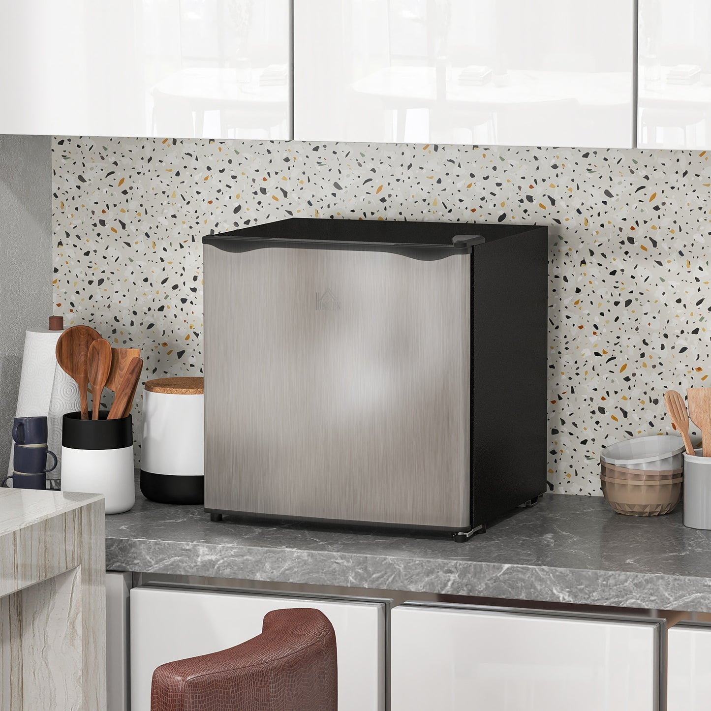 HOMCOM 35L Tabletop Freezer, Adjustable -24 to -14°C, Reversible Door, Silver