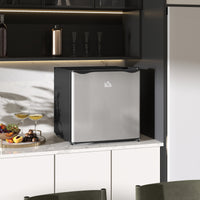 HOMCOM 46L Mini Fridge Countertop Chiller Box 0-8℃ Adjustable Temp Silver