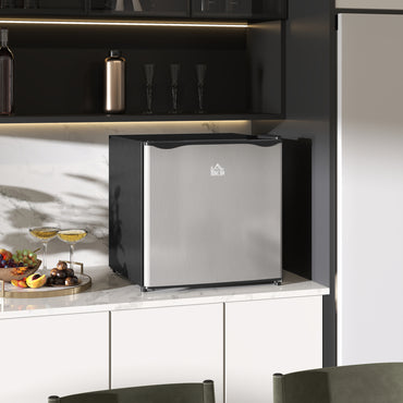 HOMCOM 46L Mini Fridge Countertop Chiller Box 0-8℃ Adjustable Temp Silver