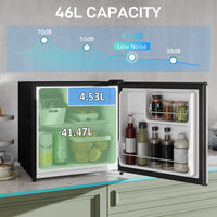 HOMCOM 46L Mini Fridge Countertop Chiller Box 0-8℃ Adjustable Temp Silver