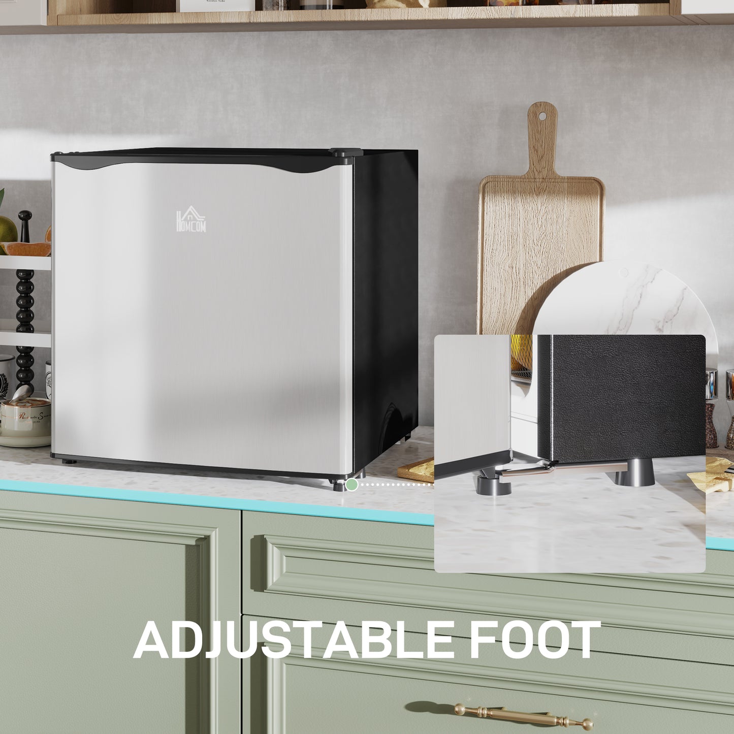HOMCOM 46L Mini Fridge Countertop Chiller Box 0-8℃ Adjustable Temp Silver