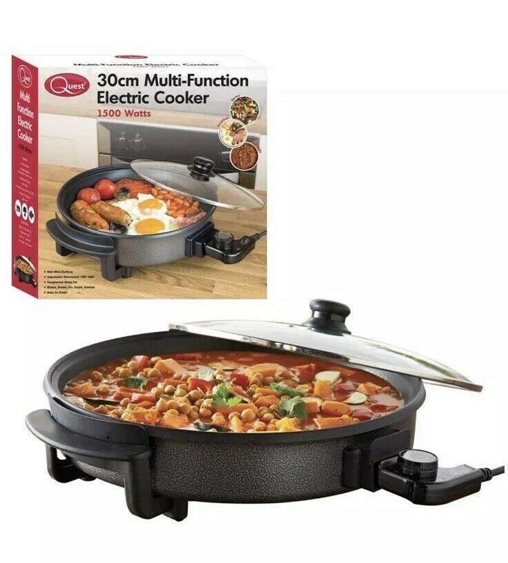 Quest 30cm Multi-Function Electric Cooker Pan with Lid 1500W (35410)