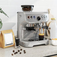 HOMCOM Espresso Machine with Bean Grinder & Steam Wand, 15 Bar, Silver