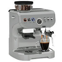 HOMCOM Espresso Machine with Bean Grinder & Steam Wand, 15 Bar, Silver