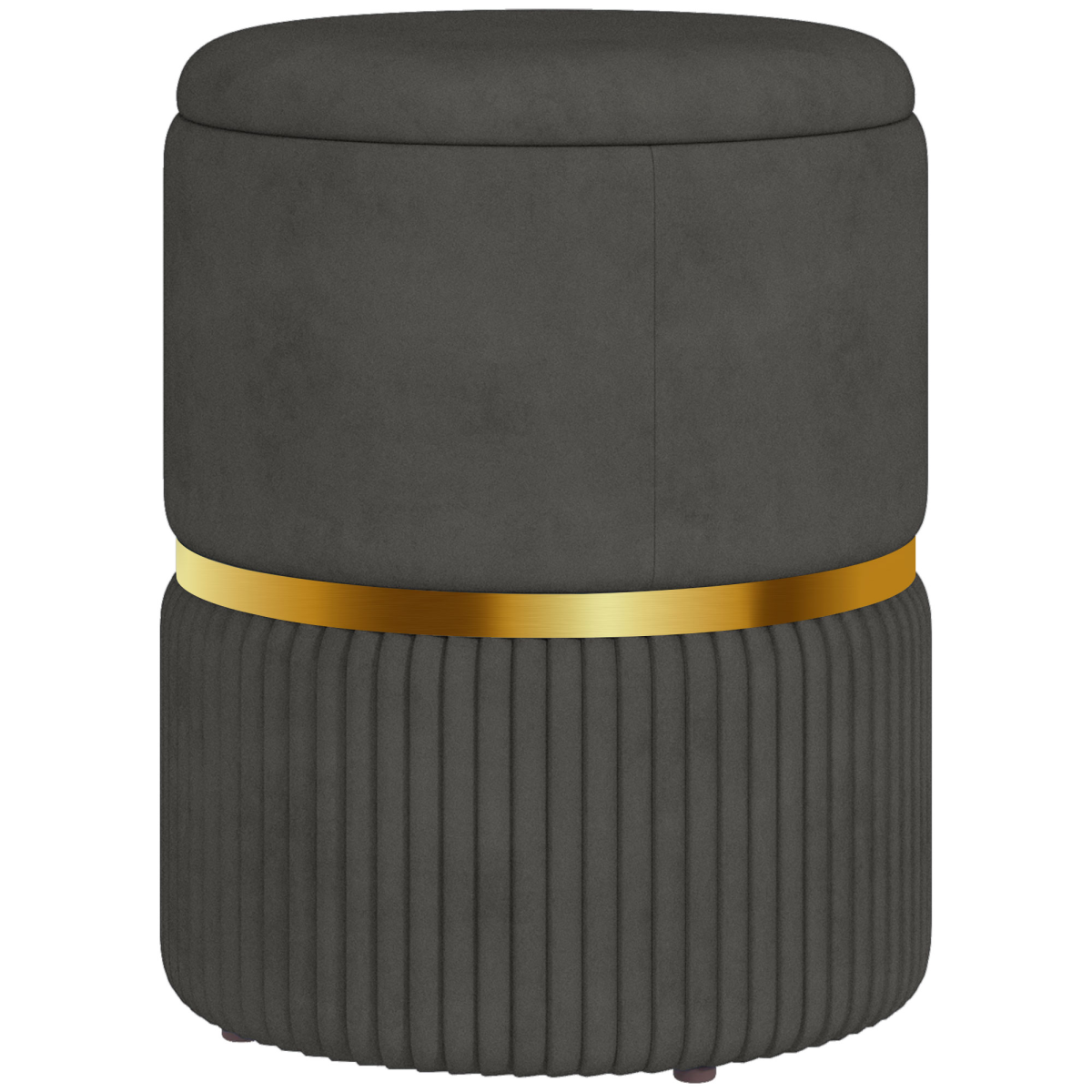 HOMCOM Grey Round Storage Pouffe Footstool Cushioned Top Hidden Space Velvet UK