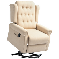 HOMCOM Power Lift Recliner Armchair Wingback Button Tufted Beige 135kg Electric Lift