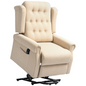 HOMCOM Power Lift Recliner Armchair Wingback Button Tufted Beige 135kg Electric Lift
