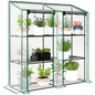 Outsunny Mini Green House with 3 Tier Shelves, 151H x 143W x 46Dcm, Clear