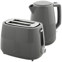 HOMCOM 1.7L Fast Boil Kettle & 2 Slice Toaster Set Grey Silver, BPA Free