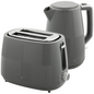 HOMCOM 1.7L Fast Boil Kettle & 2 Slice Toaster Set Grey Silver, BPA Free