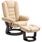 HOMCOM Swivel Manual Recliner Lounge Chair + Footrest Set PU Leather Beige 130kg