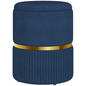 HOMCOM Dark Blue Round Storage Pouffe Footstool, Cushioned Top, Velvet, UK