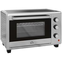 HOMCOM 30L Mini Oven 1600W Silver Adjustable Thermostat Timer 60 Min 3 Heat