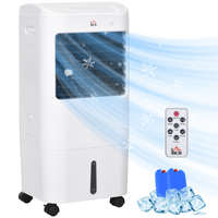 HOMCOM 3-in-1 Air Cooler Fan & Ice, Oscillation, Humidify, Wheels, Timer, UK