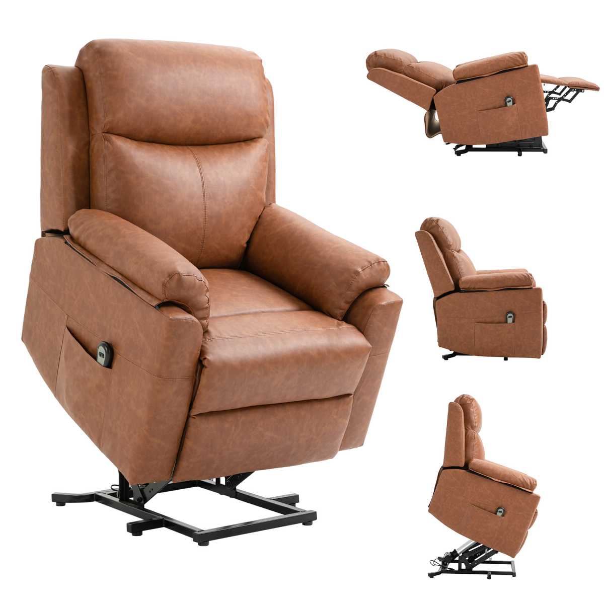 HOMCOM Electric Power Lift Chair Riser Recliner w/ Remote Control Brown 120kg