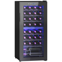 HOMCOM 86L Dual Zone Wine Cooler, Black, 5–18°C Touch Control, UV Glass Door