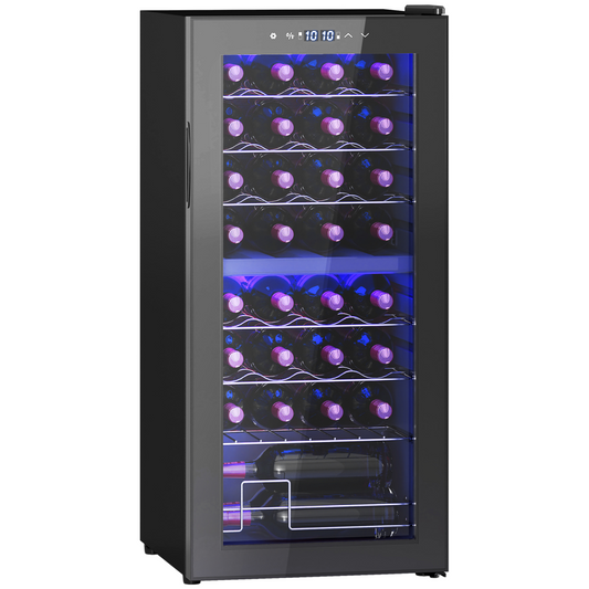 HOMCOM 86L Dual Zone Wine Cooler, Black, 5–18°C Touch Control, UV Glass Door