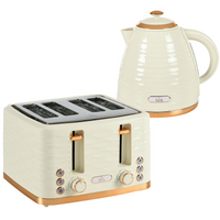HOMCOM 1.7L Rapid Boil Kettle & 4-Slice Toaster Set, Beige, Safety & Browning