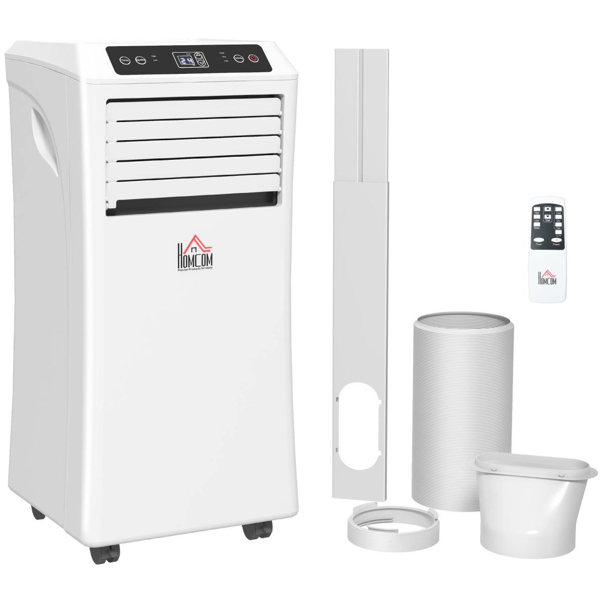 HOMCOM 1080W Portable Mobile Air Conditioner Dehumidifier Fan w RC 24hr Timer