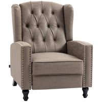 HOMCOM Brown Marble Effect Manual Reclining Armchair w Footrest Studs 150kg