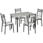 HOMCOM 5-Piece Dining Table Set 4 Chairs Marble-Effect, Padded Seats, Light Grey