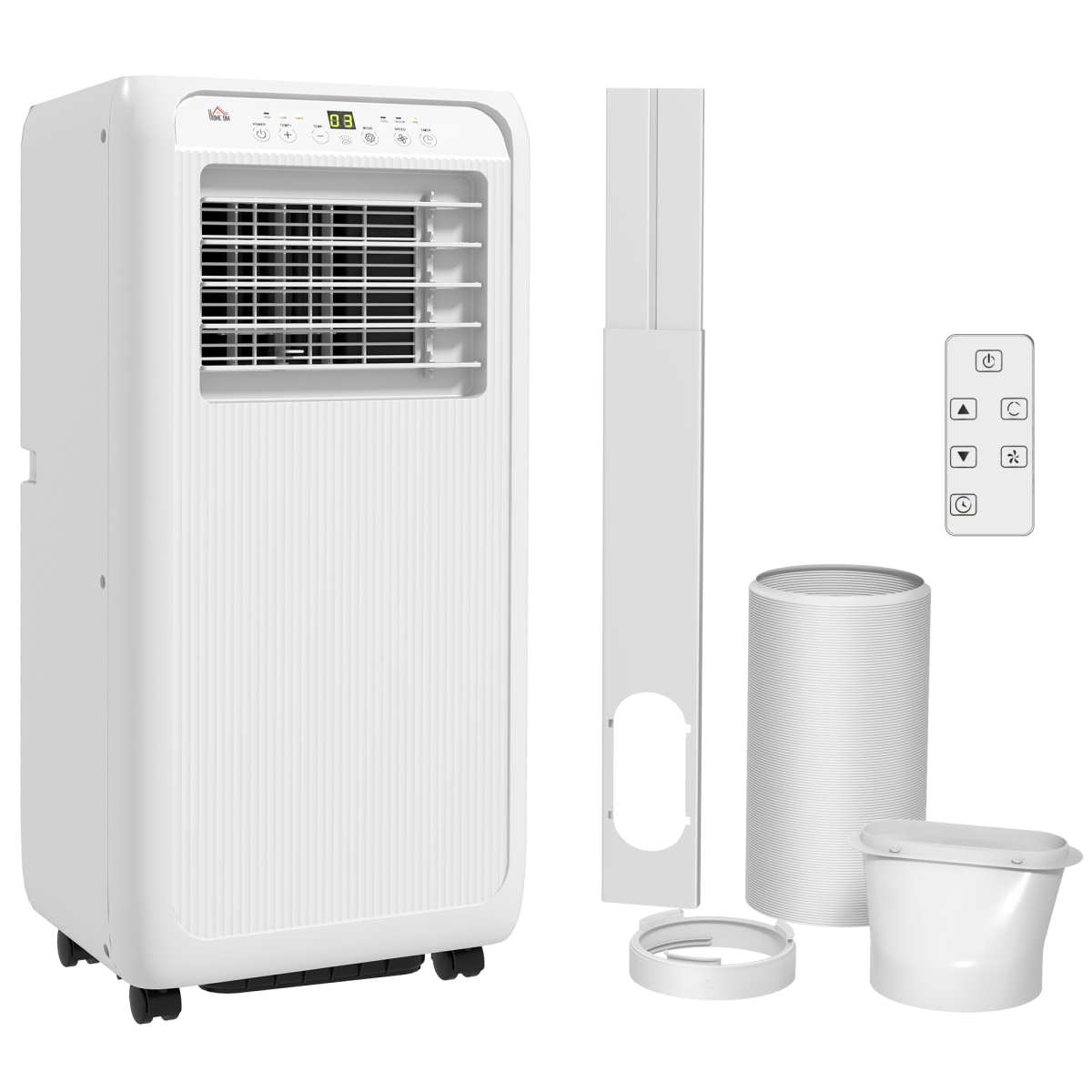 HOMCOM 9000BTU Portable Air Conditioner 20m² Dehumidifier Timer Remote White