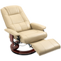 HOMCOM Ergonomic Recliner Office Chair PU Leather Lounger 145° Cream 120kg