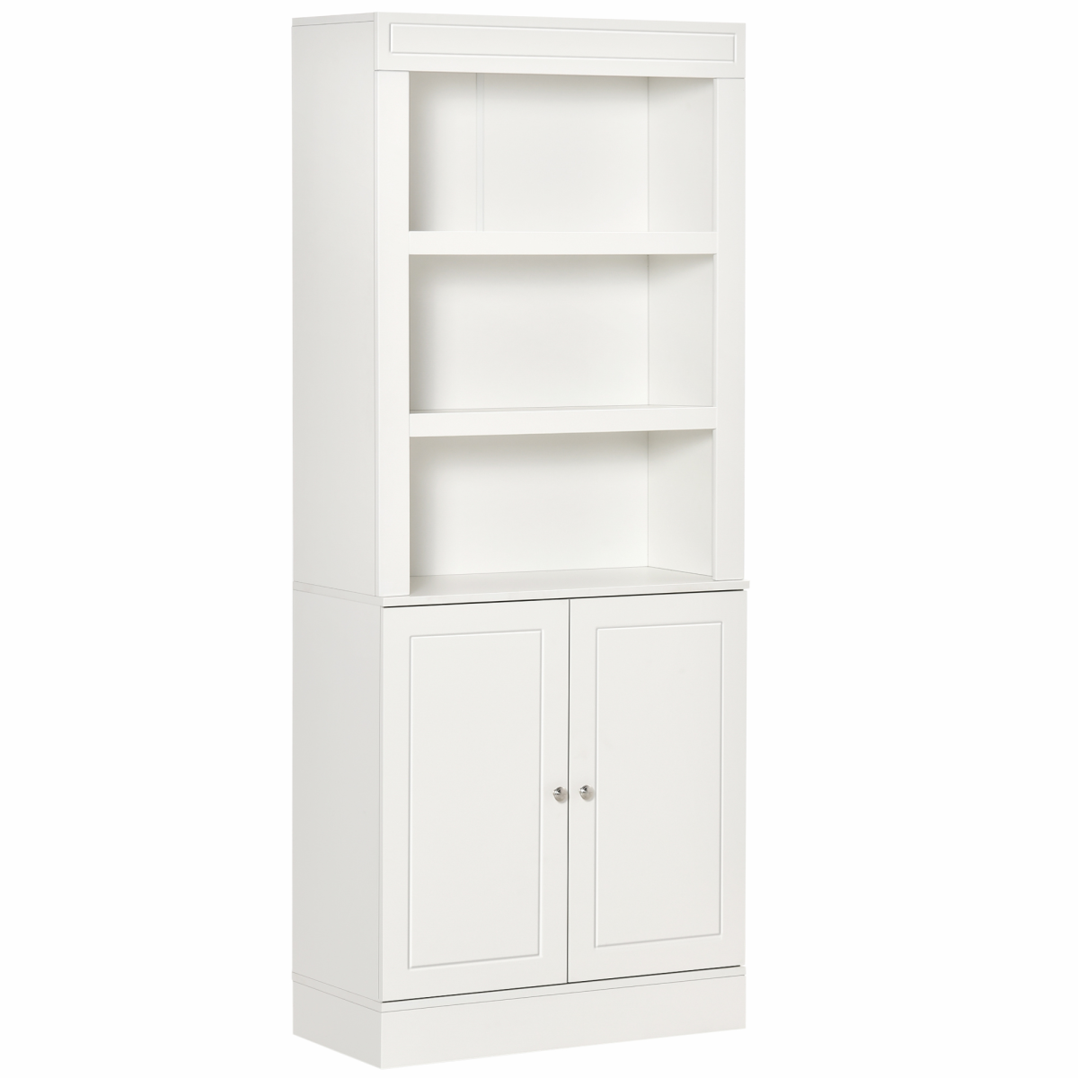 White Kitchen Cupboard Sideboard with 6-Tier Shelving, Double Door Storage