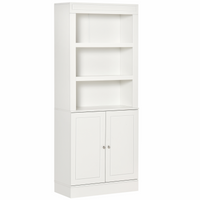 White Kitchen Cupboard Sideboard with 6-Tier Shelving, Double Door Storage