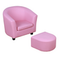 HOMCOM Kids Mini Sofa Armchair with Ottoman, Playroom Bedroom, Pink & Black 45kg