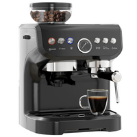 15 Bar Espresso Coffee Machine Black w/ Integrated Bean Grinder & Steam Wand