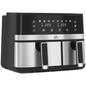 HOMCOM Dual Zone Air Fryer 8.5L, SYNCFinish, 8 Presets, 2700W, Black/Silver