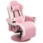 HOMCOM Pink 135° Manual Recliner Swivel Armchair PU Sofa Chair Footrest 130kg