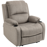 HOMCOM Faux Leather Recliner Armchair with Cup Holders, 135° Manual UK, 150kg