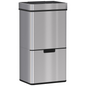 HOMCOM Motion Sensor Rubbish Bin 72L 3 Compartments Stainless Steel Look Lid