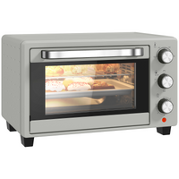HOMCOM 21L Mini Electric Oven Grill, Adjustable Temp 100-230°C, 1400W Silver
