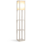 4-Tier Floor Lamp, Floor Light with Storage Shelf White and Oak 3-Tier