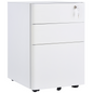 3 Drawer Metal Filing Cabinet Lockable 4 Wheels Compact Under Desk White