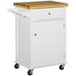 Rolling Kitchen Cart Storage Trolley with Drawer Towel Rail White UK